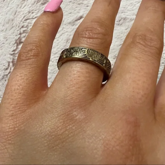 NEW Anthropologie geometric ring gold boho chic size 7/8 womens girls juniors - Picture 7 of 9